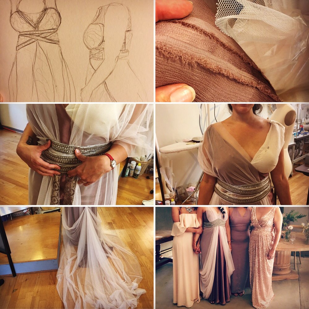 Custom made wedding dress in San Francisco, Fichu